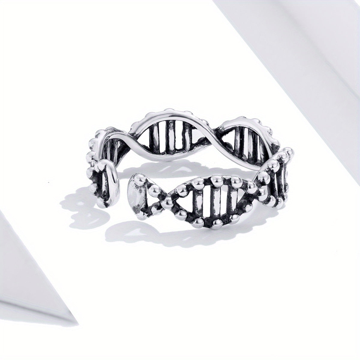 925 Sterling Silver Cuff Ring Classy DNA Design Suitable For Men And Women Match Daily Outfits High Quality Adjustable Ring