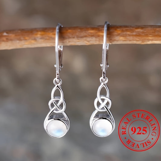 Sterling 925 Silver Hypoallergenic Ear Jewelry Natural Synthetic Gems Decor Dangle Earrings Delicate Female Gift